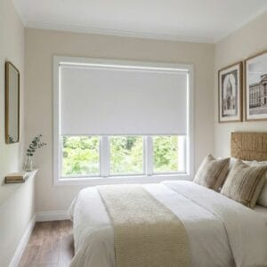 cortinas roller blackout para dormitorio color blanco