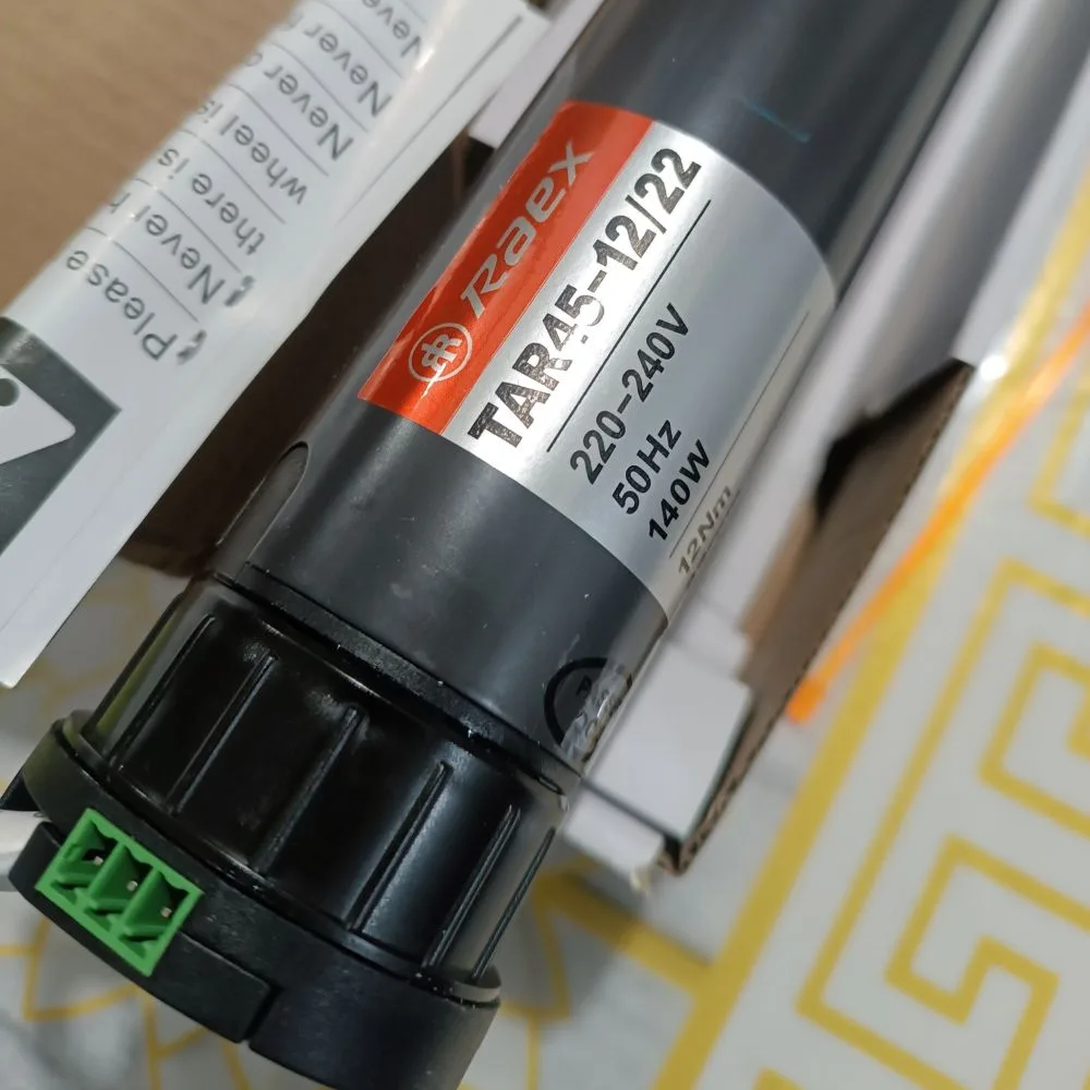 Motor para Cortinas Roller marca Raex, modelo TAR45 12/22 de 3 cables con control remoto de 6 canales - Imagen 2