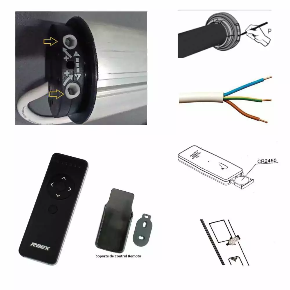 Motor para Cortinas Roller marca Raex, modelo TAR45 12/22 de 3 cables con control remoto de 6 canales - Imagen 11