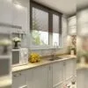 persianas de madera instaladas en un cocina