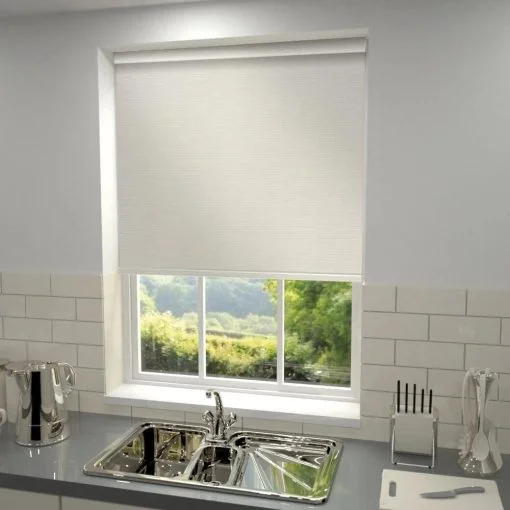 Cortinas Roller Blackout basic color crema a la Medida con sistema de calidad Premium