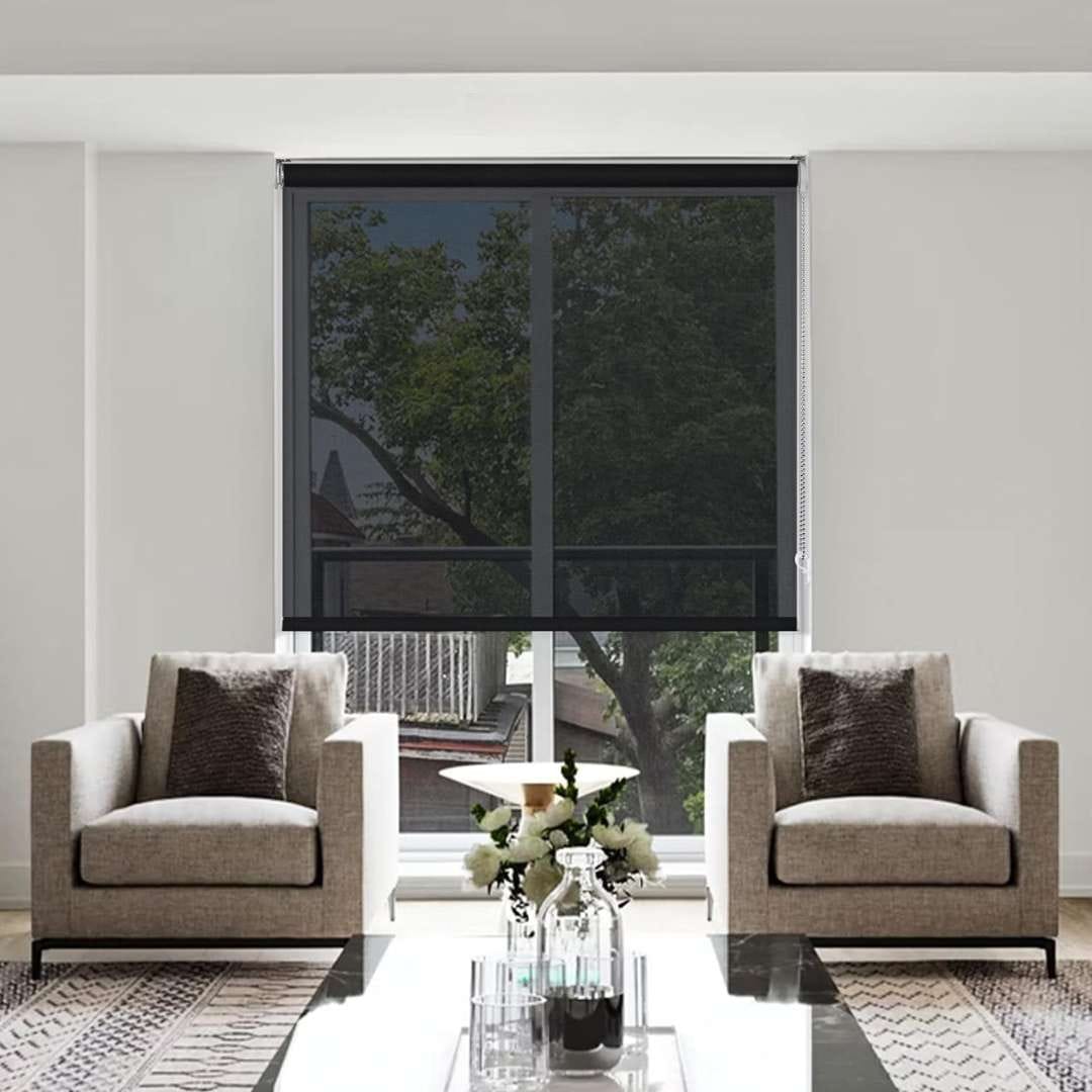 Cortinas roller en tela screen 5% color negro (ebony) con filtro solar uv, calidad premium a la medida, variedad de colores - Imagen 2