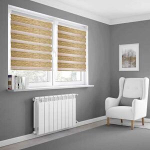 Cortina Roller Dia y Noche Wood Cebrano Marca Vako 160x165cm