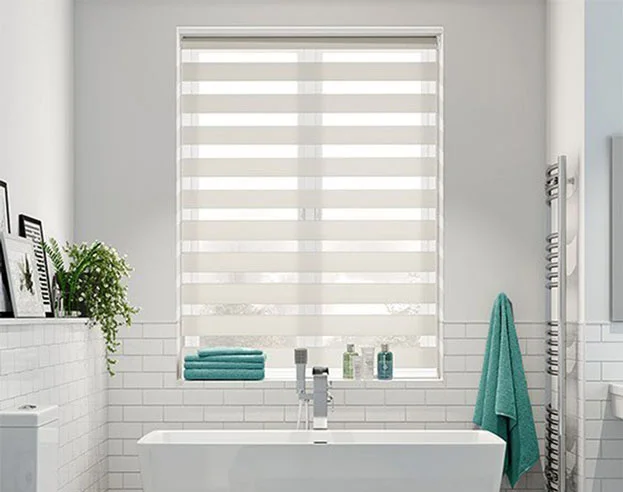 Cortinas Roller Duo Zebra, Tela Screen, color blanco - Marca Rollux