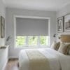 cortinas roller blackout gris para dormitorio
