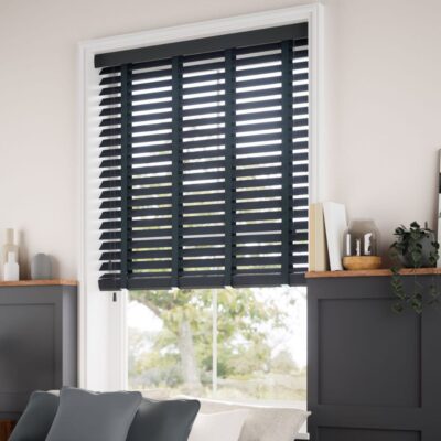 persianas horizontales de madera de 50mm color negra