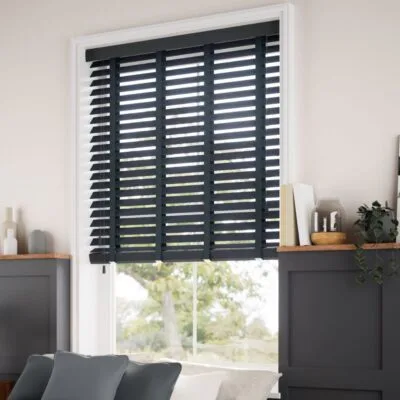 persianas horizontales de madera de 50mm color negra