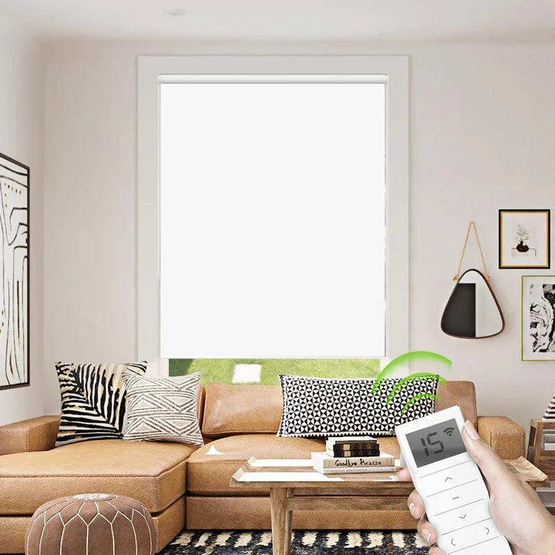 Cortinas roller blackout motorizadas color blanca + control remoto marca rollux, calidad premium
