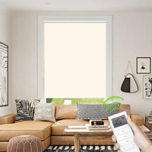 Cortinas roller blackout motorizadas color crema + control remoto marca rollux, calidad premium