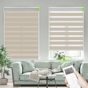 Cortinas roller duo zebra motorizadas color beige + control remoto marca rollux
