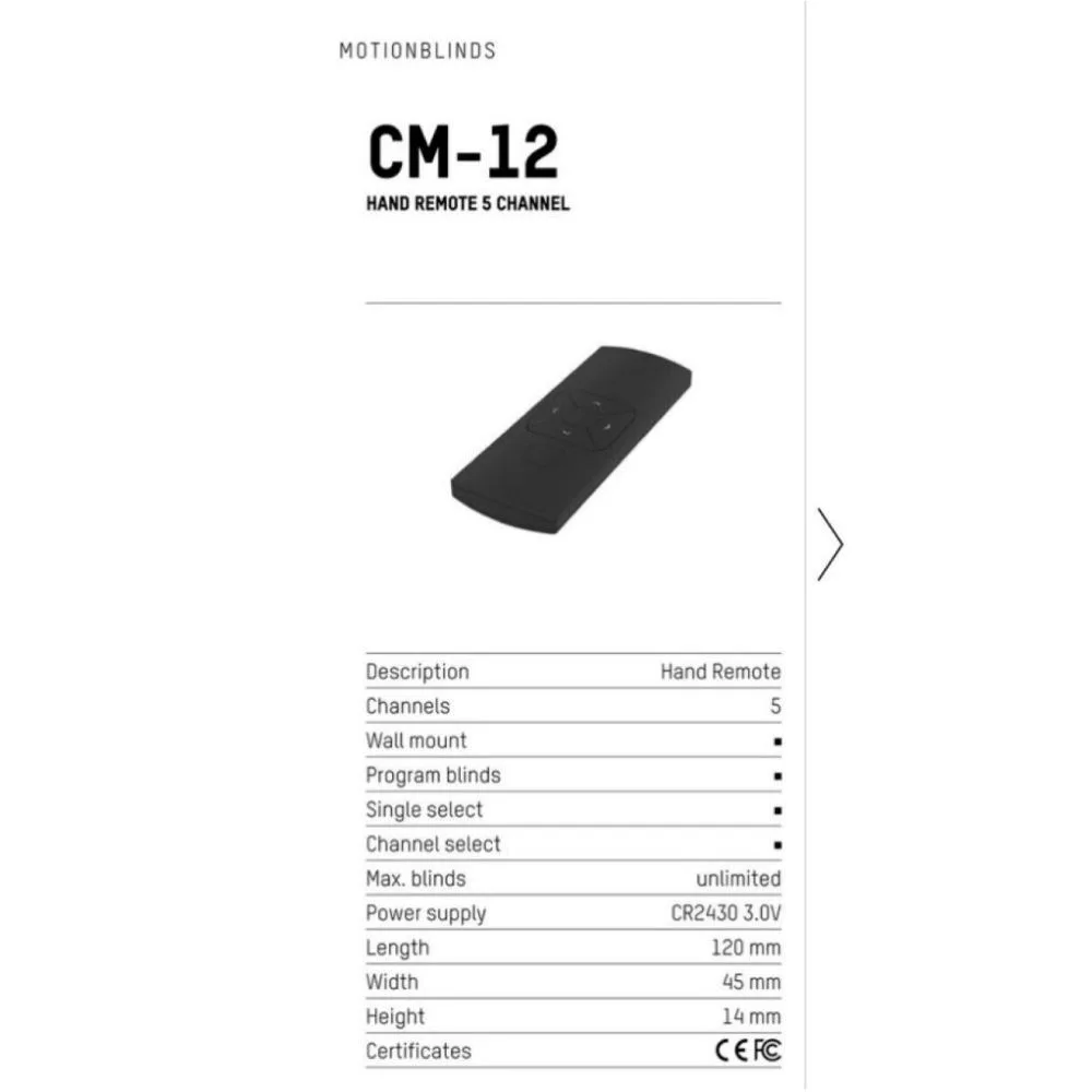 Control Remoto marca Motion Coulisse modelo CM-12 (5 CANALES) color negro - Imagen 4