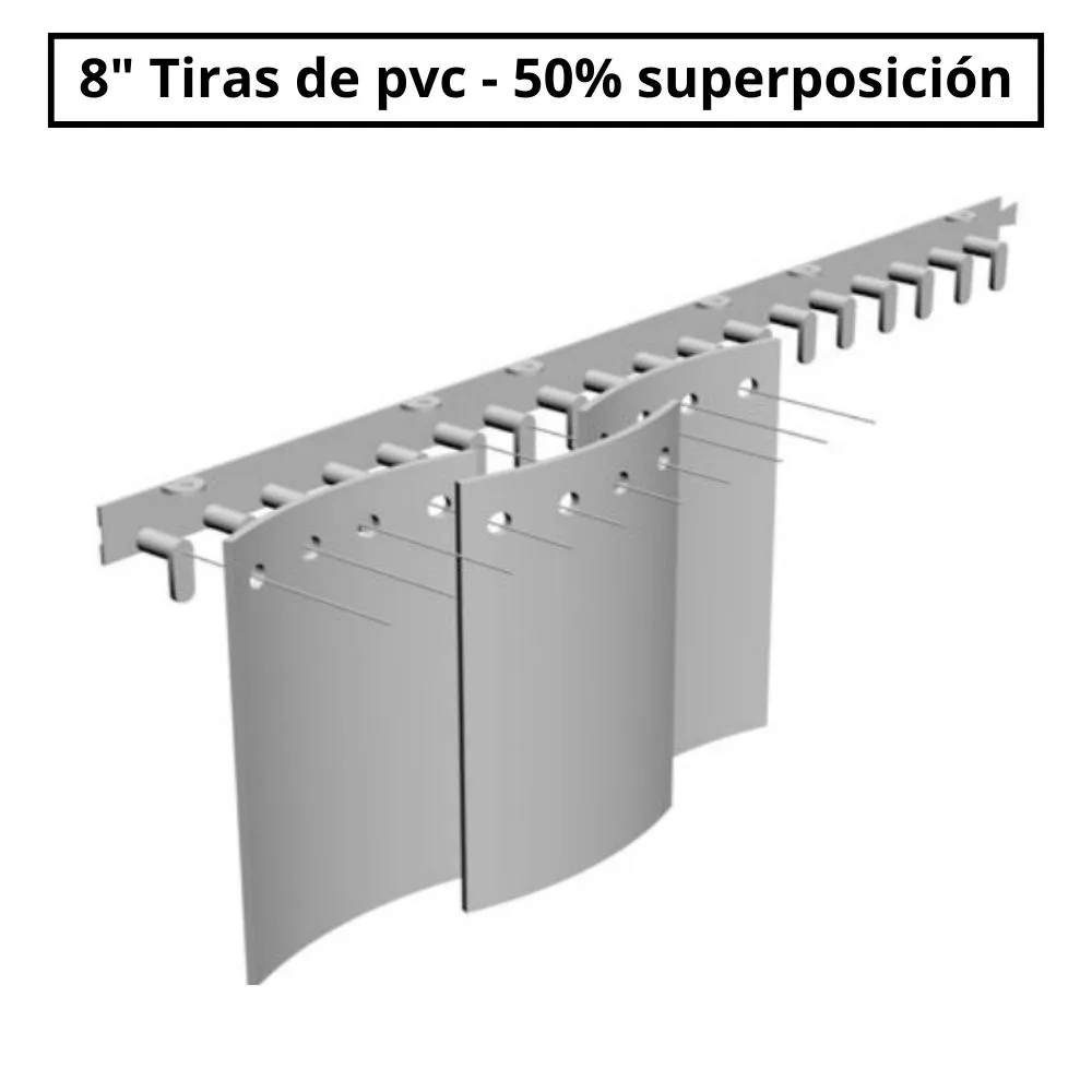 Cortinas en tiras de PVC transparente kit completo con sistema de sujeción, fabricación a la medida, 50% de superposición, para tráfico liviano o mediano - Imagen 4