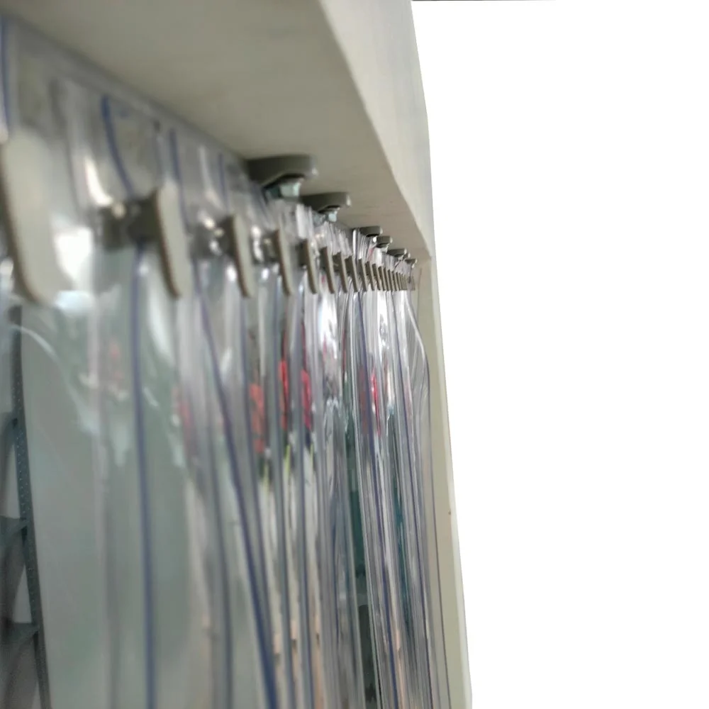 Cortinas en tiras de PVC transparente kit completo con sistema de sujeción, fabricación a la medida, 50% de superposición, para tráfico liviano o mediano - Imagen 5