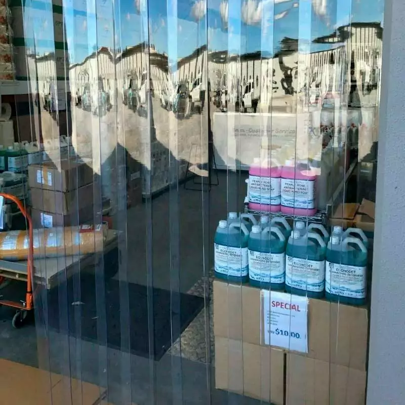 Cortinas en tiras de PVC transparente kit completo con sistema de sujeción, fabricación a la medida, 50% de superposición, para tráfico liviano o mediano - Imagen 2