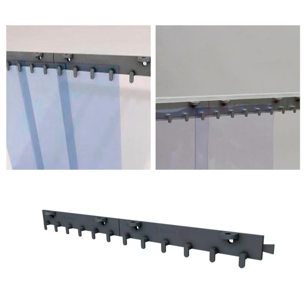 Cortinas en tiras de PVC transparente kit completo con sistema de sujeción, fabricación a la medida, 50% de superposición, para tráfico liviano o mediano - Imagen 9
