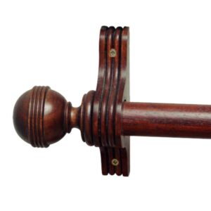Barra de Madera para Cortinas a la medida, con terminal bola ranurada y soportes, varios colores