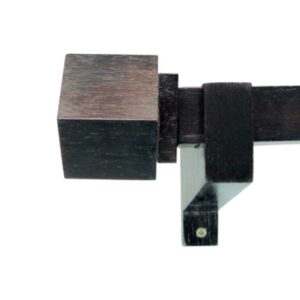 Barra de Madera para Cortinas a la medida, terminal modelo Cubo y soportes, variedad de colores