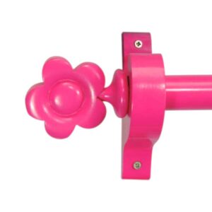 Barra de Madera 200 cm para Cortinas Infantiles terminal Flor, color Fucsia