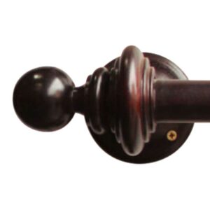 Barra de Madera para Cortinas a la medida, terminal modelo Bola y soportes, varios colores