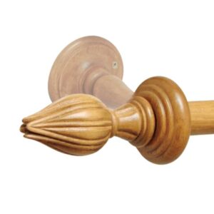 Barra de Madera para Cortinas a la medida, terminal Capullo y soportes, varios colores