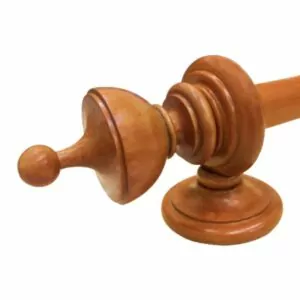 Barra de Madera para Cortinas a la medida, con terminal modelo copa y soportes, variedad de colores