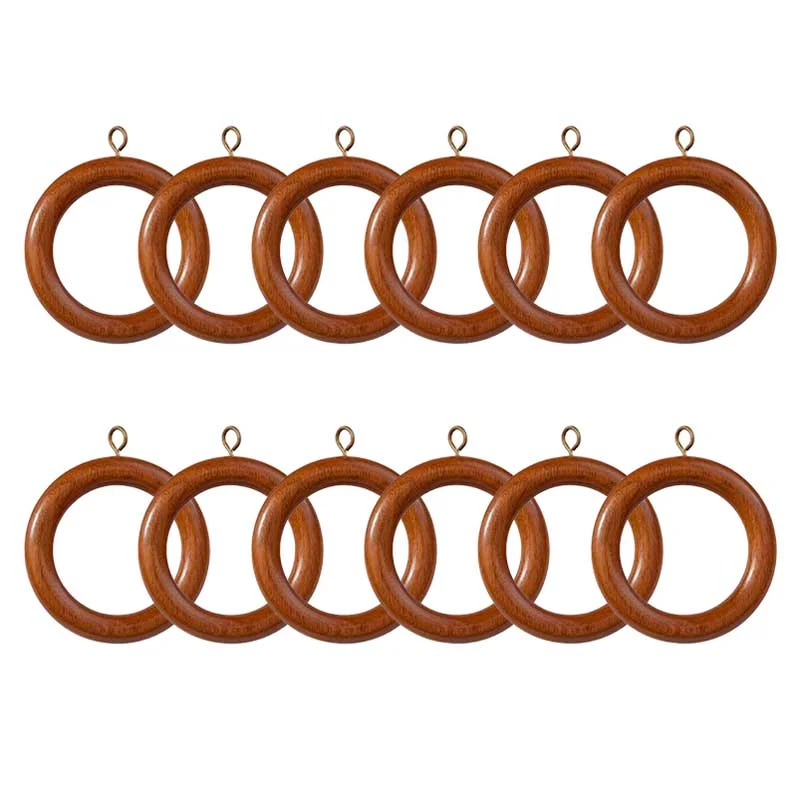 Argollas de madera color caoba para cortinas, incluye armella de metal, 12 unidades - Imagen 7