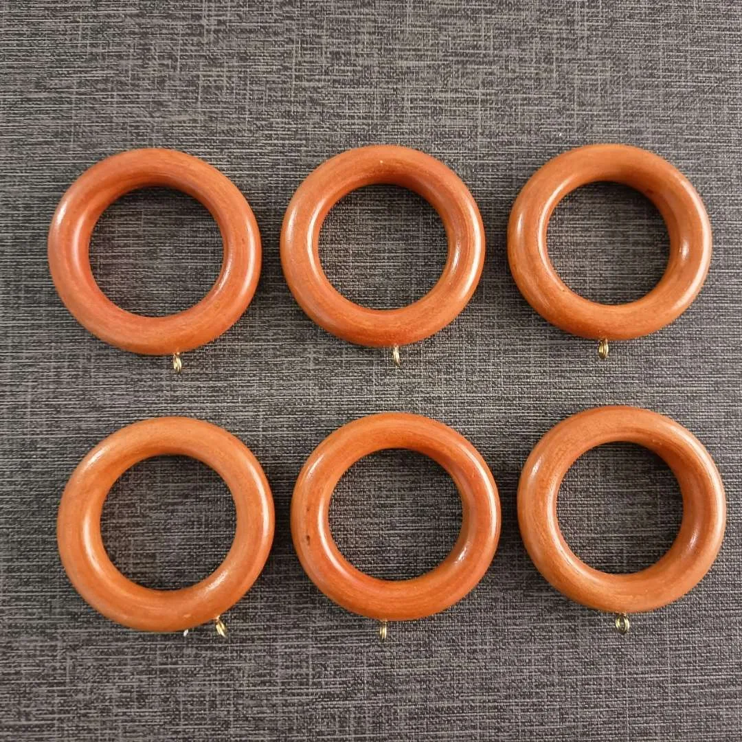 Argollas de madera color caoba para cortinas, incluye armella de metal, 12 unidades - Imagen 3