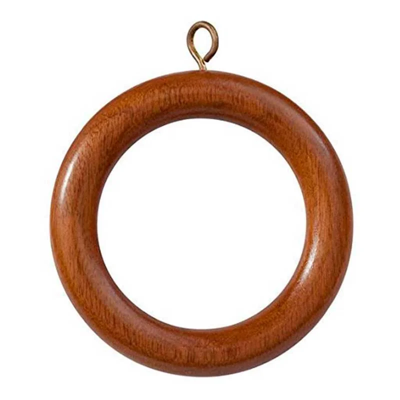 Argollas de madera color caoba para cortinas, incluye armella de metal, 12 unidades - Imagen 6