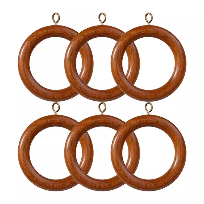 Argollas de madera color caoba para cortinas, incluye armella de metal, 12 unidades - Imagen 8