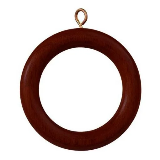 Argollas de madera para cortinas,12 unidades color marrón chocolate