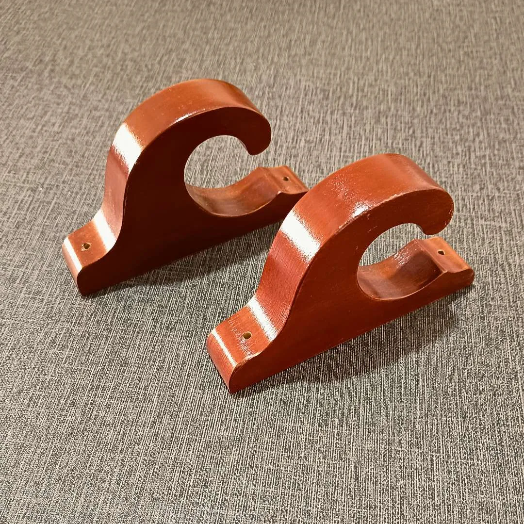 Soportes para barra de madera de cortinas, instalación al techo o pared - 02 Unidades