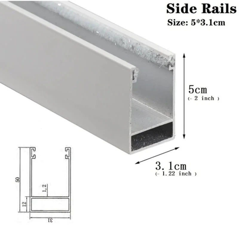 Riel lateral de aluminio para cortinas roller blackout, color blanco, tamaño personalizado - Imagen 5