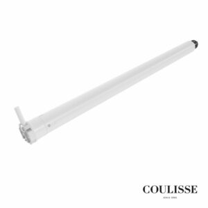 Motor eléctrico marca Coulisse modelo CM-09 de 120V/230V para cortinas roller, compatible con tubos de 38 mm, controlable por Bluetooth desde el móvil con el app iOS y Android