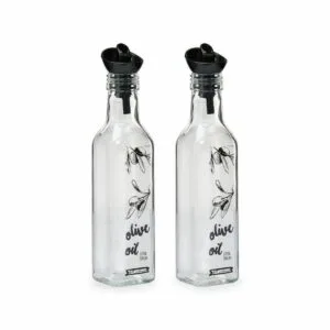 Botellas para Aceite de vidrio transparente resistente de 250 ml con pico color negro - 02 unidades