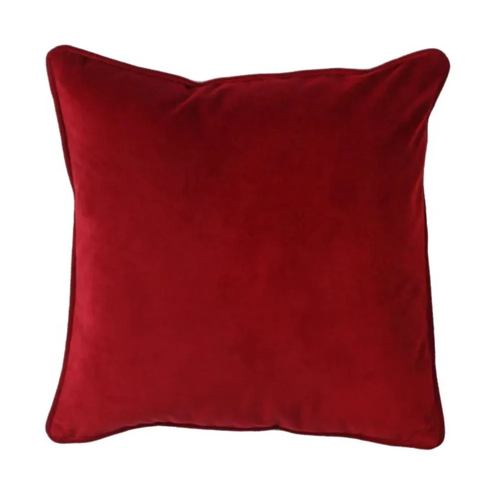 Funda de cojín en terciopelo rojo hecho a mano con cierre fácil de 45 cm x 45 cm