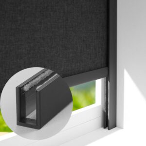 Riel lateral de aluminio para cortinas roller, enrollables, color negro, tamaño personalizado