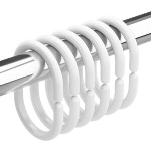 Ganchos Para Cortinas de Baño Tipo C de Plástico Resistente Color Blanco, varias cantidades disponibles