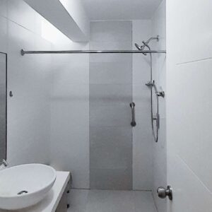 Barra de acero para cortinas de baño a medida, de alta calidad con brida y tapa canopla embellecedora