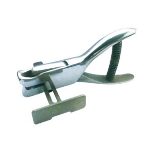 Pinza profesional para troquelado inferior de persianas verticales en acabado metálico durable