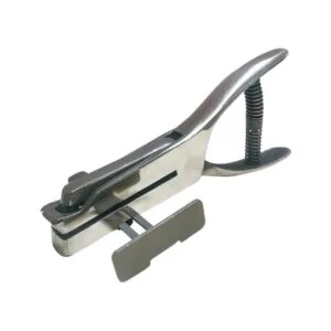 Pinza profesional para troquelado superior de persianas verticales en acabado metálico durable