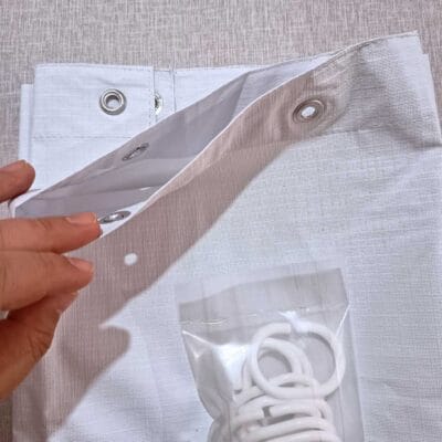 cortinas para ducha de pvc color blanca con ganchos 05