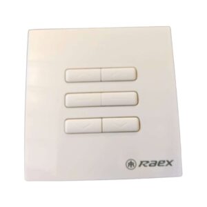 Interruptor marca RAEX modelo AR8621 de 02 canales para cortinas roller eléctricas, color blanco