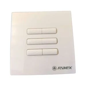 Interruptor marca RAEX modelo AR8621 de 02 canales para cortinas roller eléctricas, color blanco