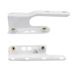 Crucetas de metal para riel de cortinas en color blanco, cada unidad contiene un par de crucetas (izquierda y derecha)