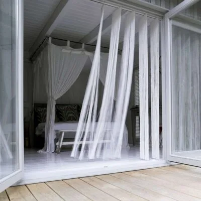 cortinas strings a medida color blanco para terraza cortinashd